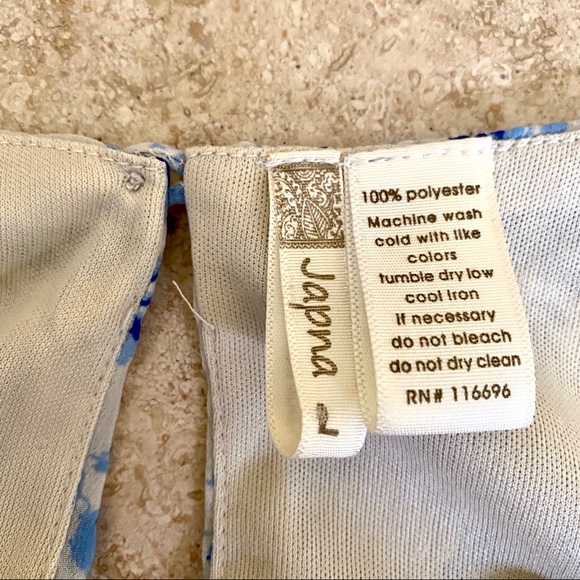 Japna Blue/Tan Floral Romper with Keyhole Neckline - Picture 8 of 8